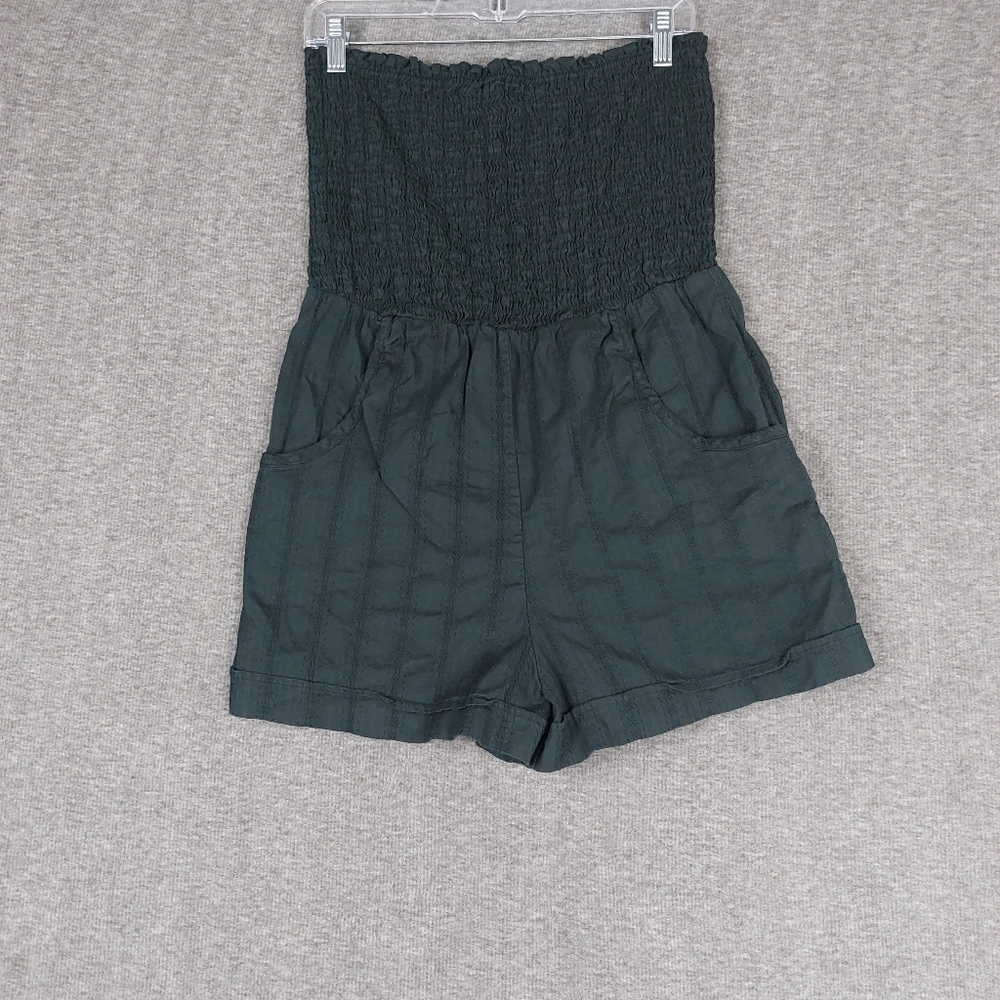 OP WOMENS BLACK STRAPLESS TUBE TOP SHORTS ROMPER SUMMER BEACH SWIM COVERUP XL